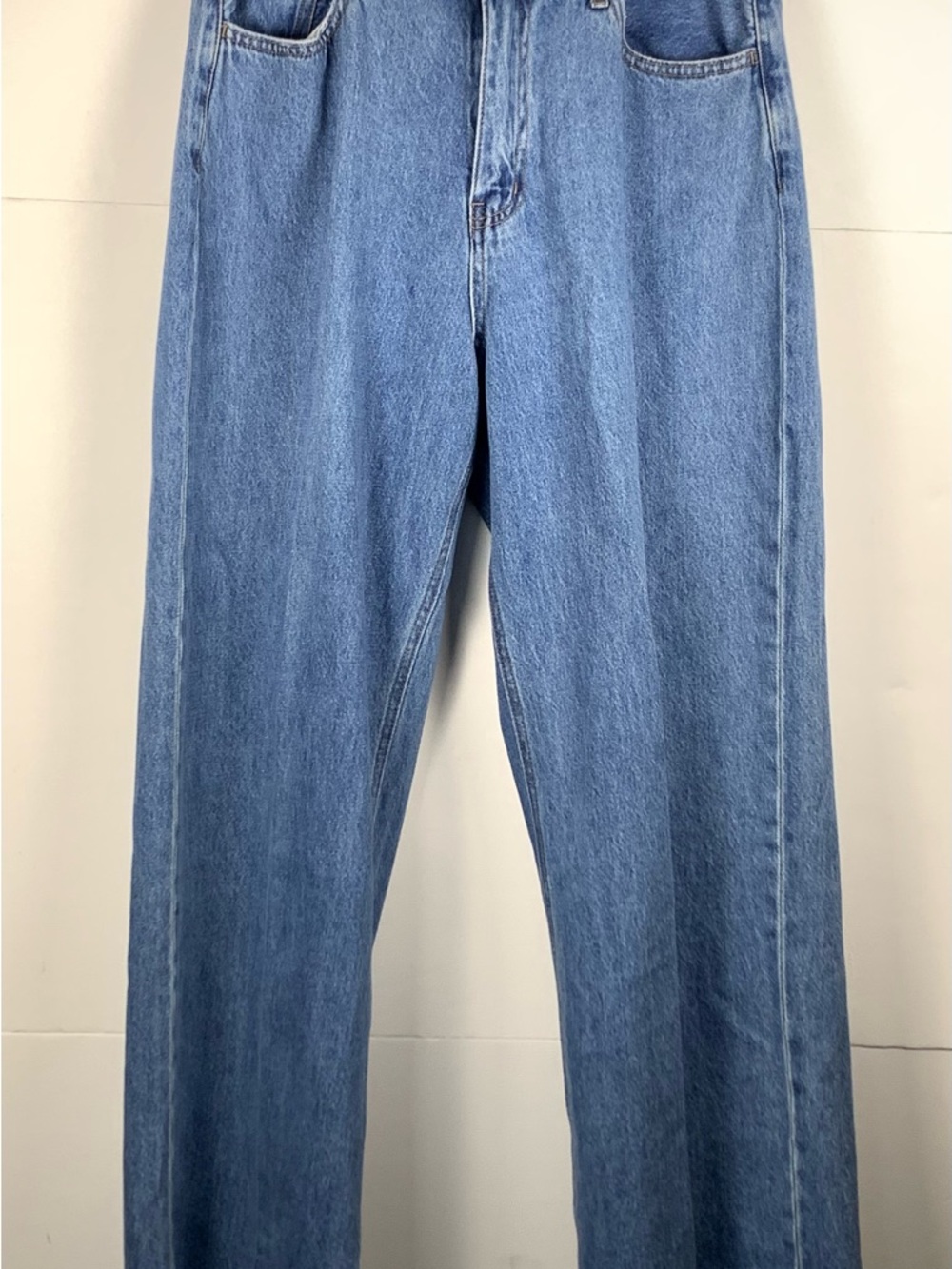 Cello Jeans Womens 11 Blue Wide Leg High Rise Raw Hem Distressed Denim - Picture 2 of 15